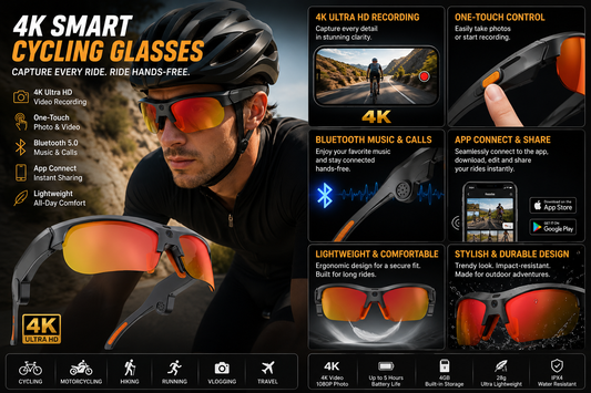 Ridglo V8 4K Smart Cycling Camera Glasses