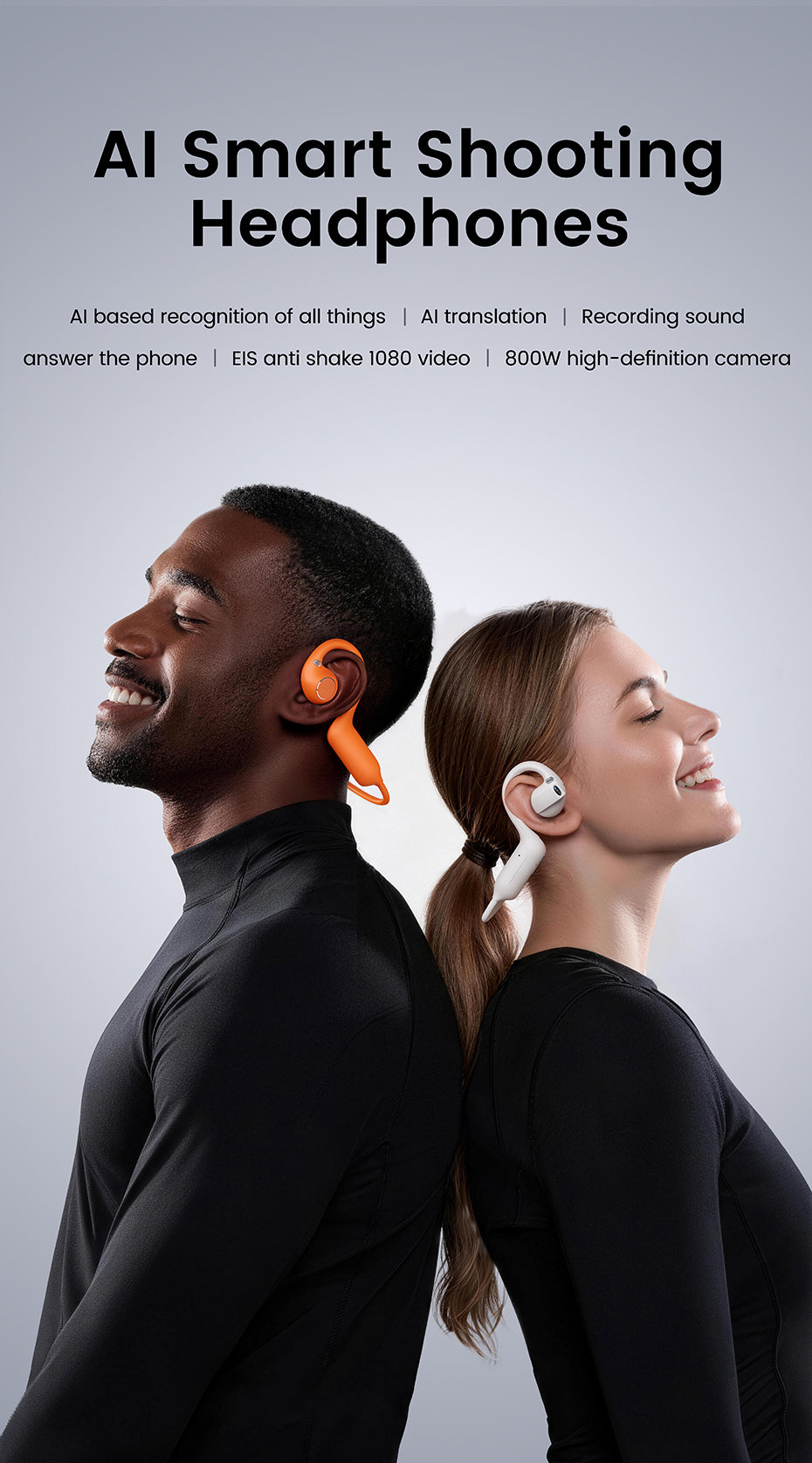 AI Camera Headphones | Smart Bluetooth Open Ear Earbuds with 8MP POV Camera, 1080P Video Recording, AI Translation, Voice Assistant, EIS Stabilization & Hands-Free Wearable Technology